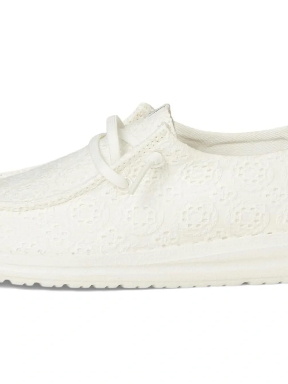 HEYDUDE Kids Wendy Eyelet Lace White Slip On Shoes Size 1 NEW